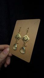 Aquamarine (syn.) Earrings - with pink pearls