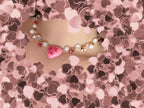 Bite Me Heart Choker Necklace - with clear quartz, pearls, rose quartz, moonstone and garneth