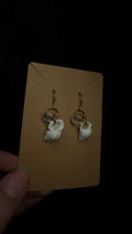 Shell earrings - with glass and clear quartz