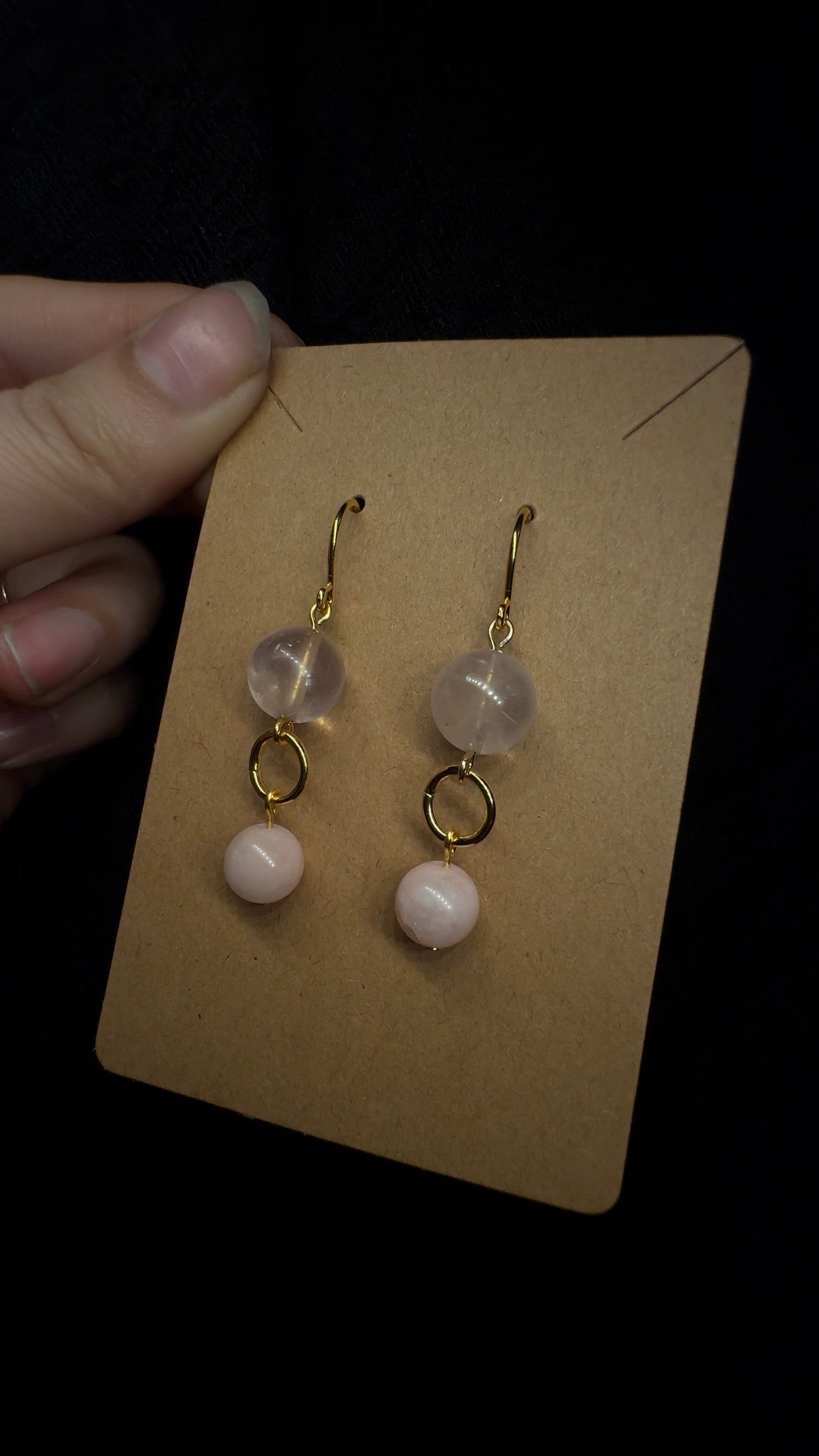 Rose quartz earrings - with morganite