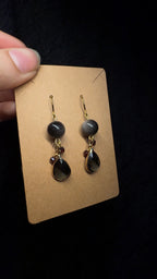 Silver Obsidian Earrings - with garnet