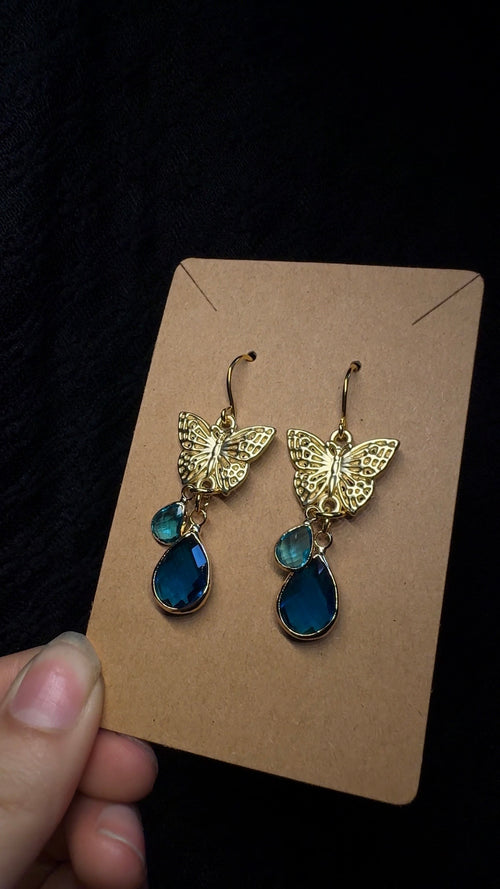 Butterfly earrings - with crystals