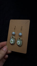 Ceramic flower earrings - with morganite