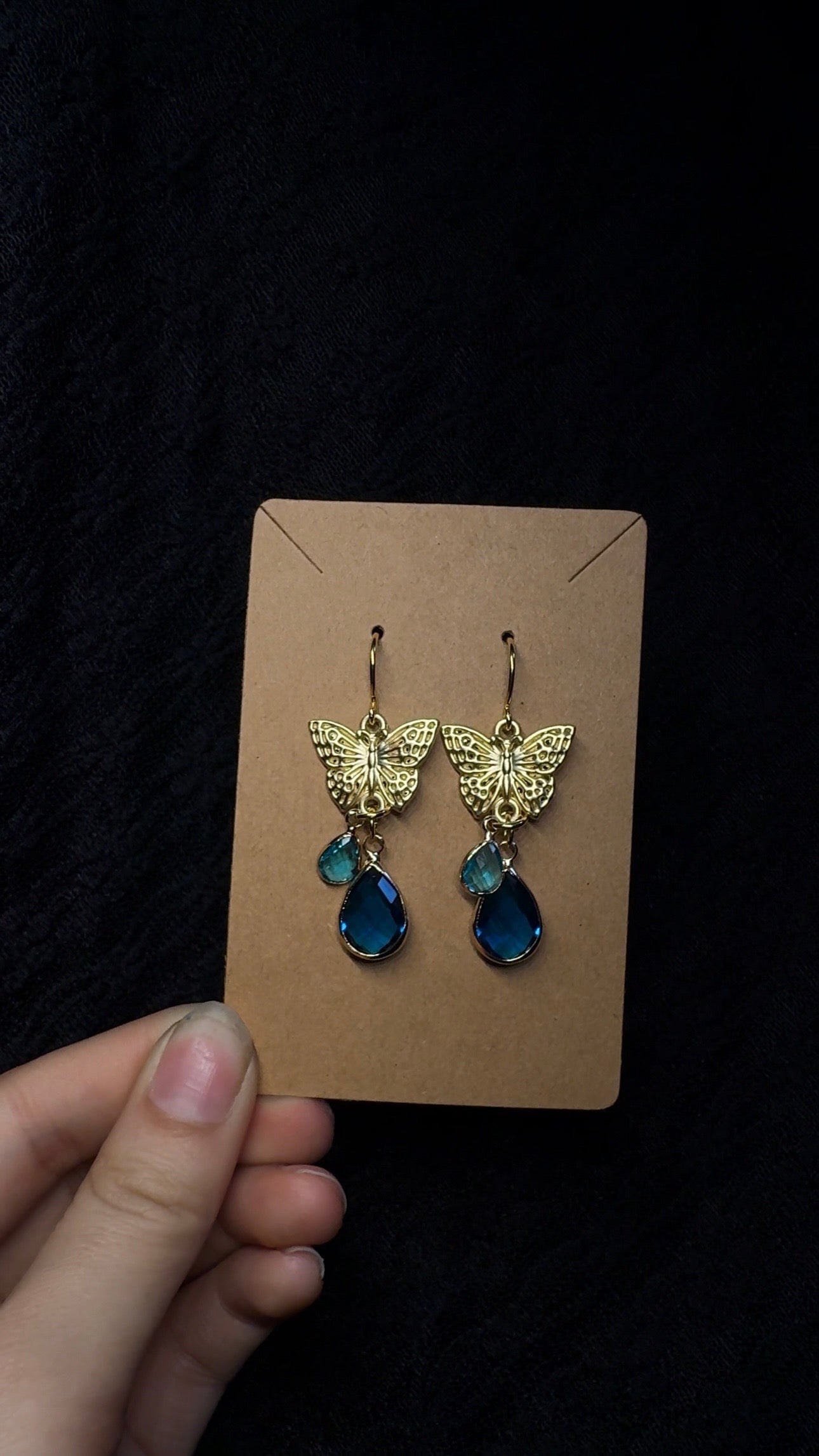 Butterfly earrings - with crystals