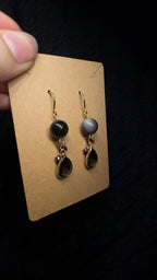 Silver Obsidian Earrings - with garnet