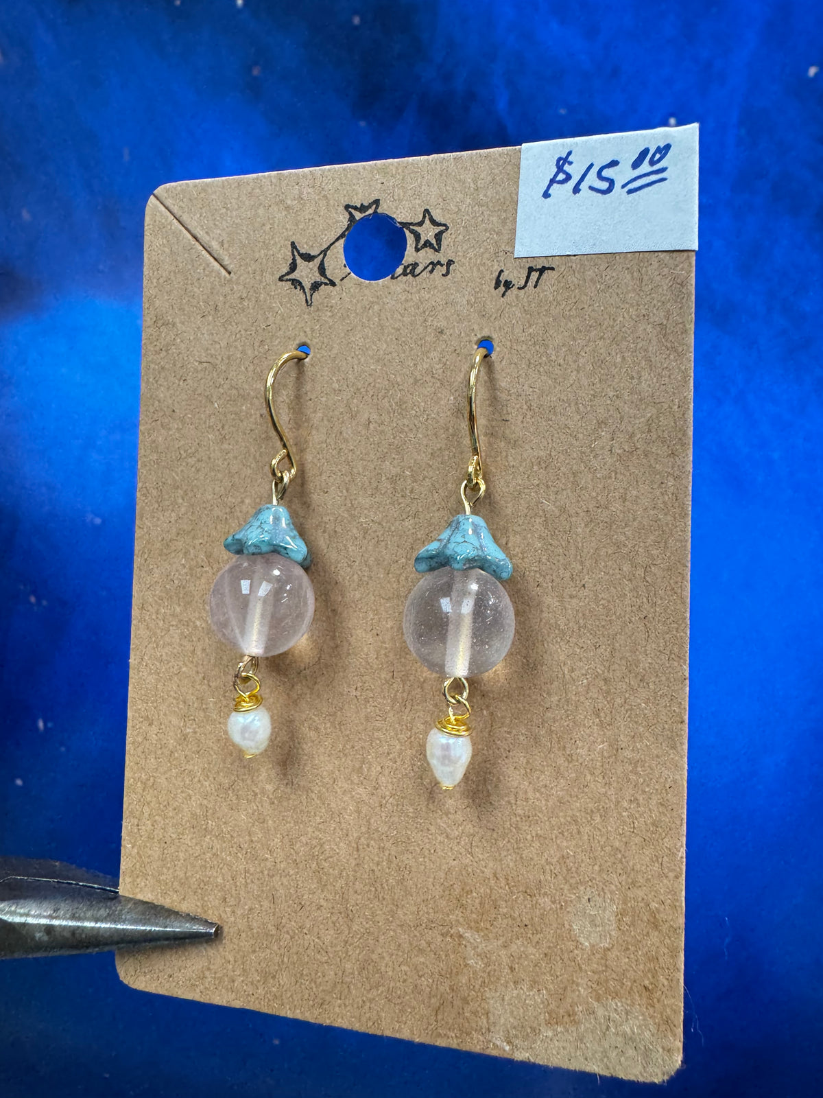Fairy Earrings - with rose quartz and pearls