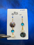 Three Dot Earrings - with abalone shell and moonstone
