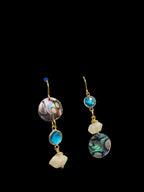 Three Dot Earrings - with abalone shell and moonstone