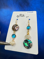 Three Dot Earrings - with abalone shell and moonstone