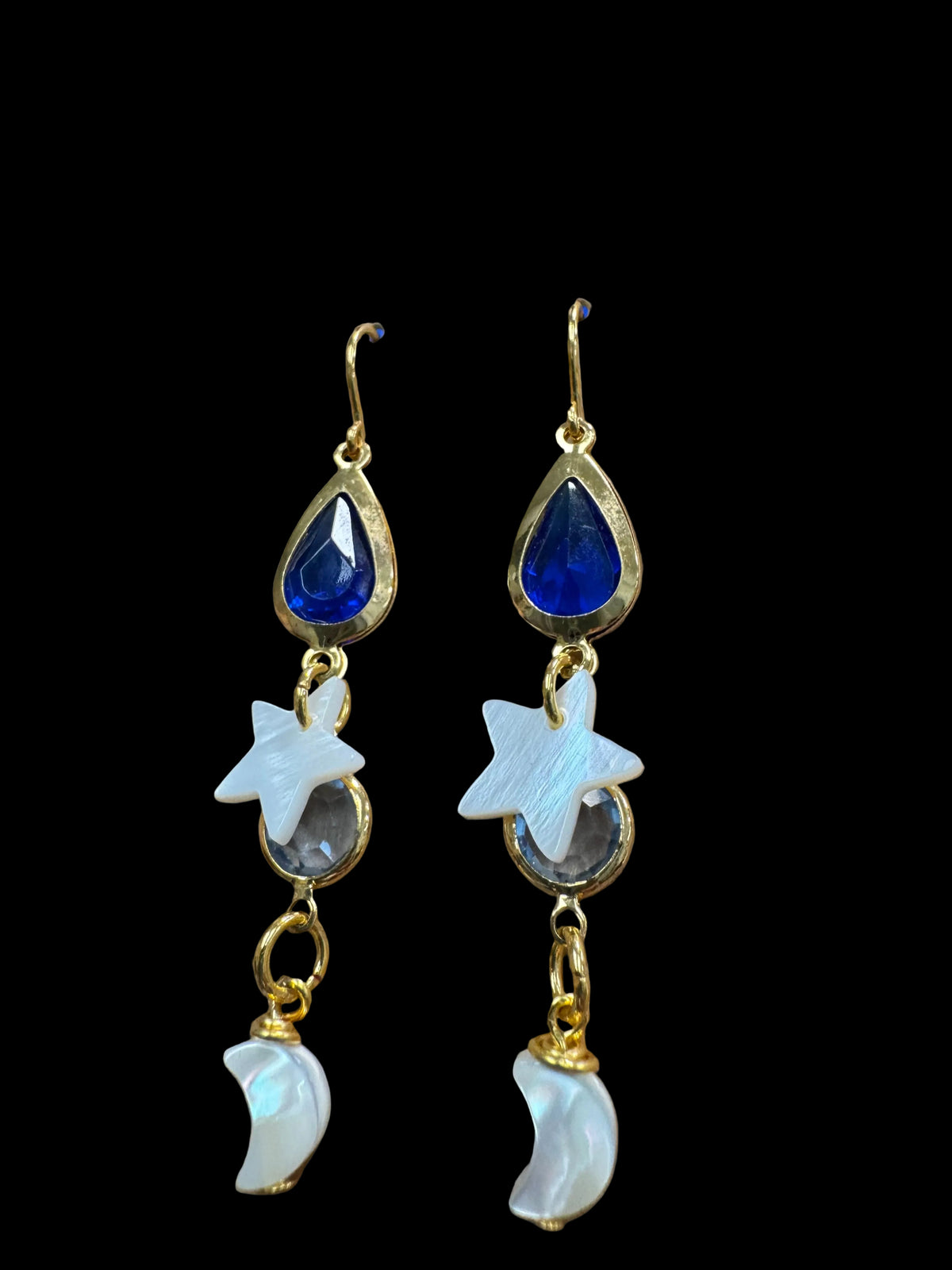 Moon and star earrings - with mother of pearl