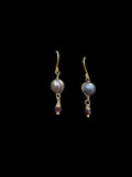 Dark Pearl Earrings - with garnet