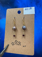Dark Pearl Earrings - with garnet