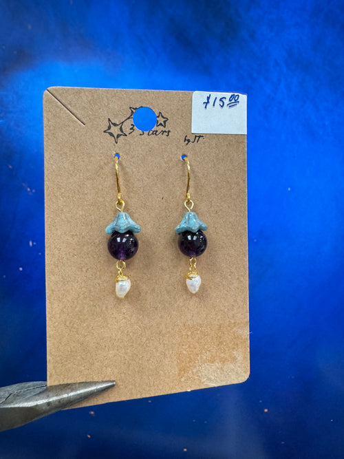 Amethyst Fairy Earrings - with pearls