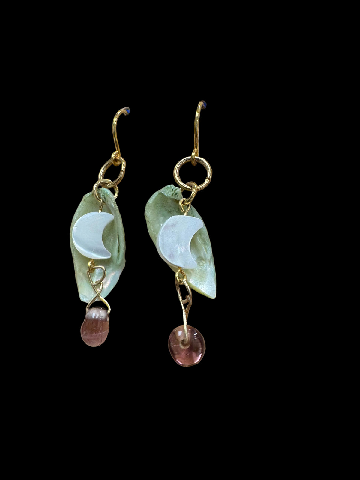 Moon Fairy Earrings - with glass and mother of pearl