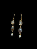 Brown Earrings - with pearls