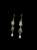Brown Earrings - with pearls