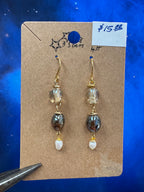 Brown Earrings - with pearls
