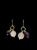 Orbit Earrings - with Amethyst and Rose Quartz