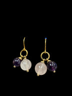 Orbit Earrings - with Amethyst and Rose Quartz
