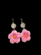 Cherry Blossom Earrings - with clear quartz