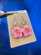 Cherry Blossom Earrings - with clear quartz