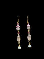 Pink Fairy Earrings - with rose quartz and pearls