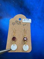 Purple Double Dot Earrings - with mother of pearl