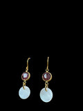 Purple Double Dot Earrings - with mother of pearl