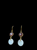 Purple Double Dot Earrings - with mother of pearl
