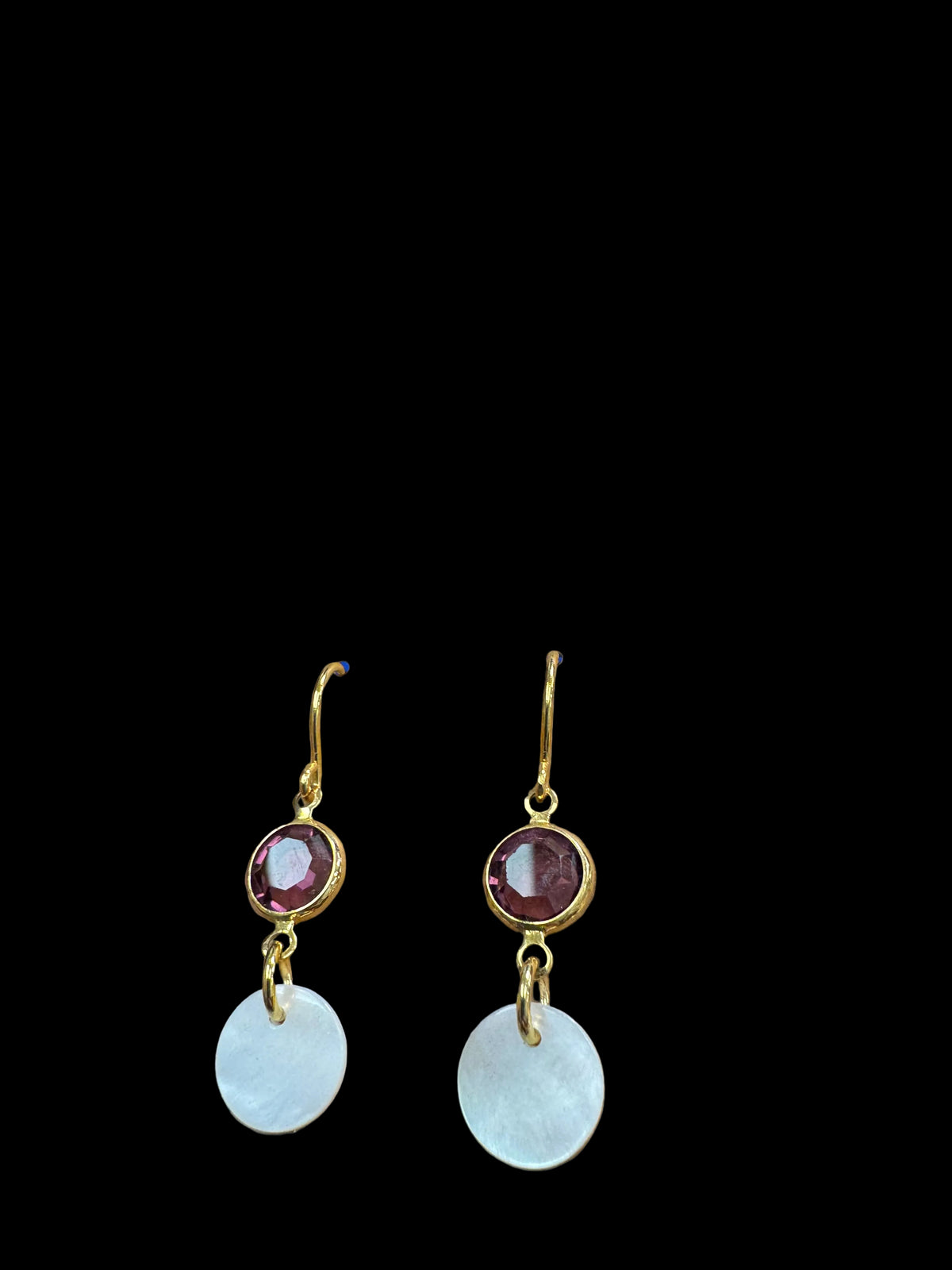 Purple Double Dot Earrings - with mother of pearl