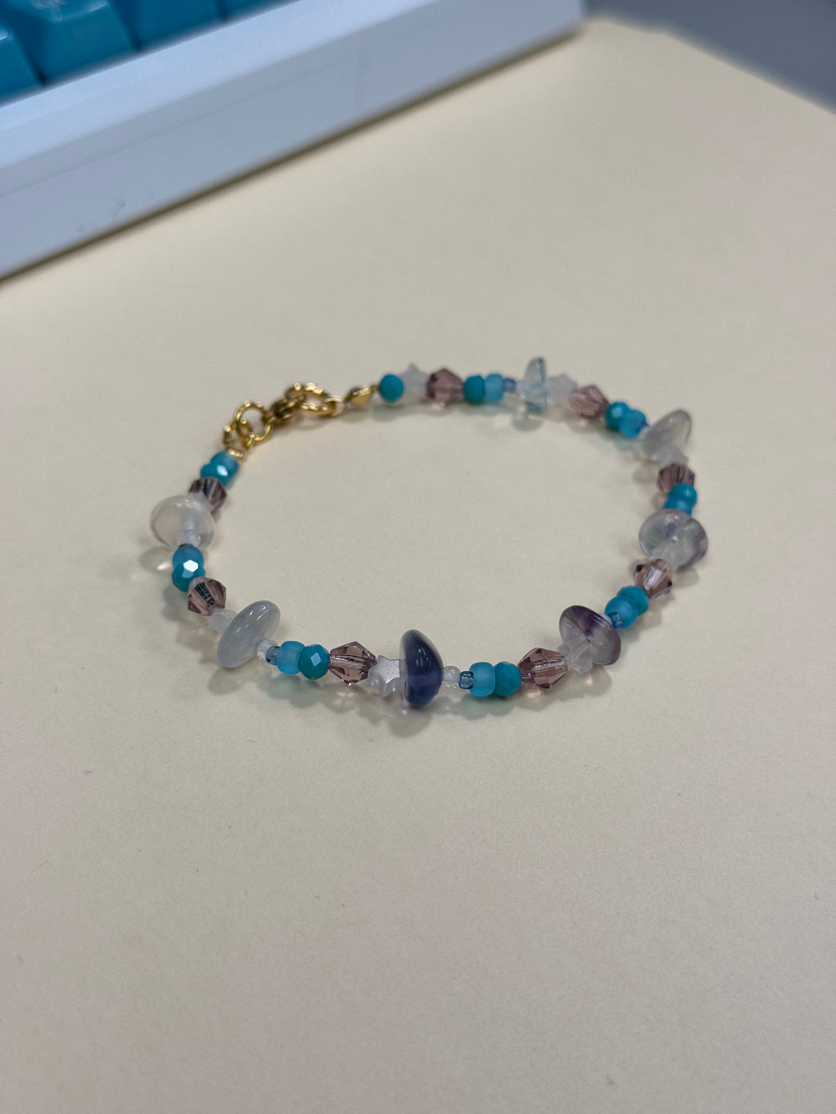 Fluorite Star Bracelet - with rose quartz
