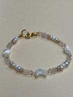 Moon Bracelet - with pearls, rose quartz and mother of pearl