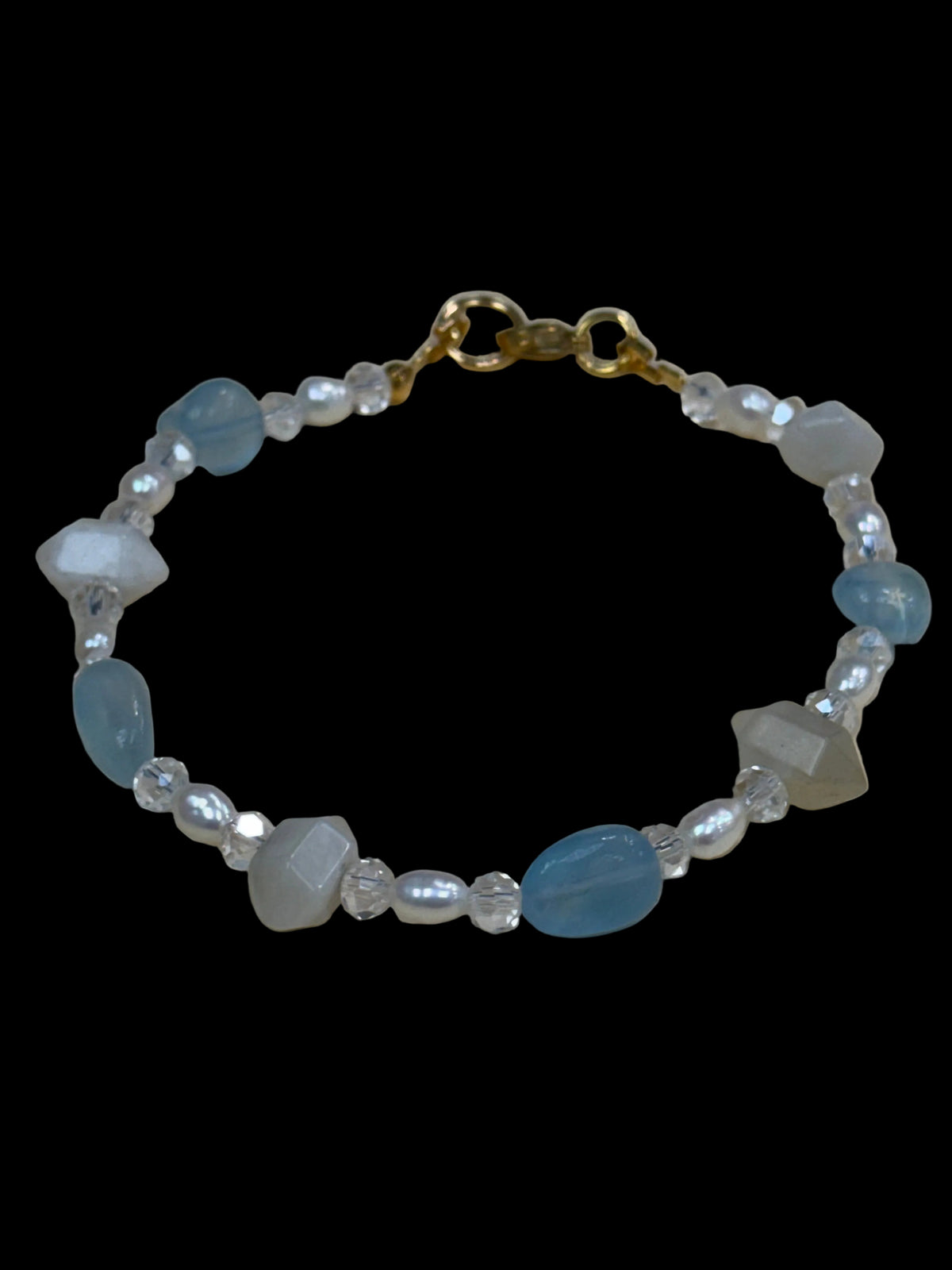 Blue Fluorite Bracelet - with pearls and moonstone
