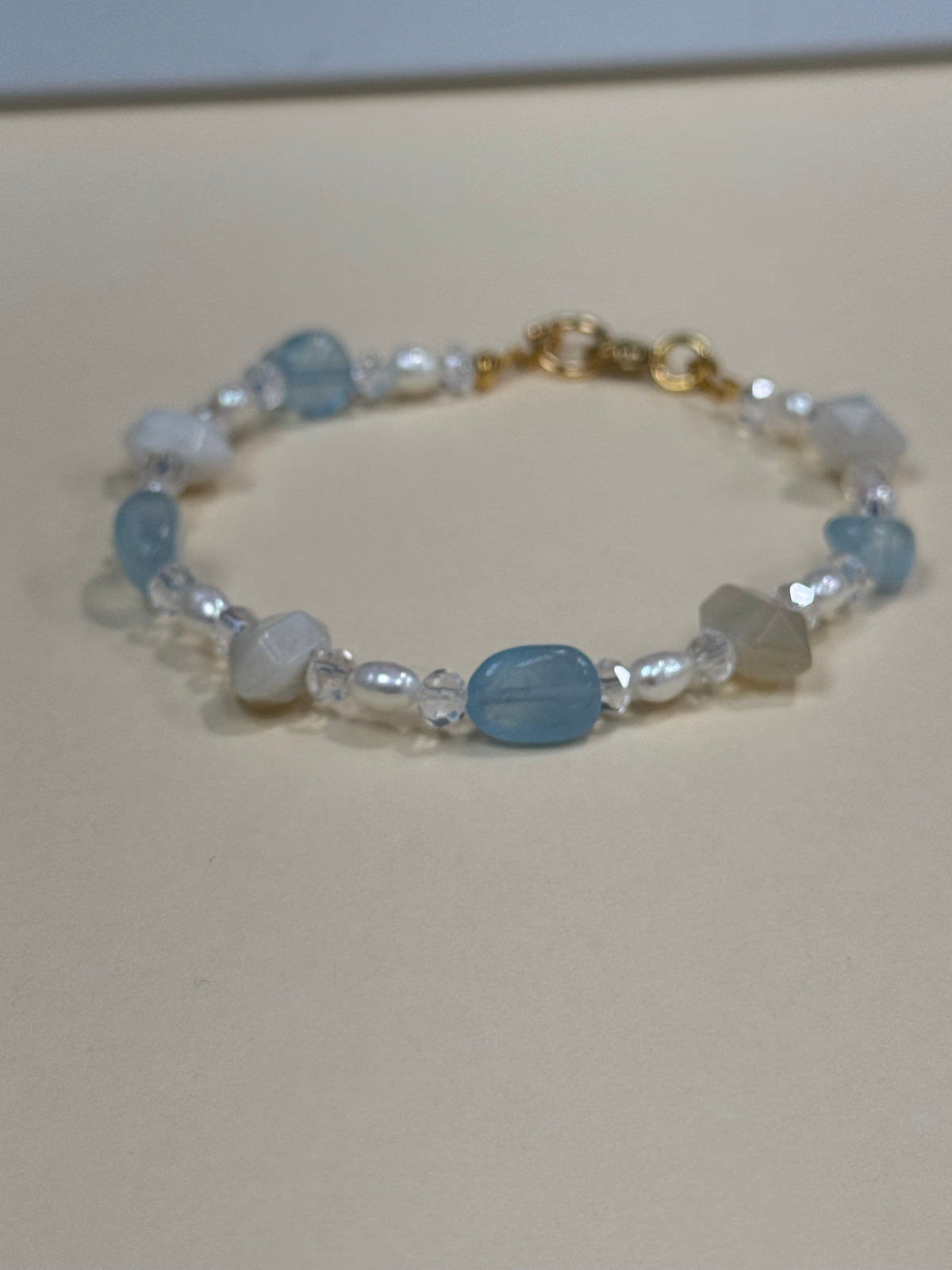 Blue Fluorite Bracelet - with pearls and moonstone