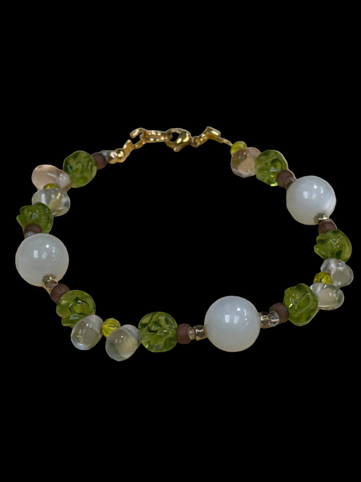 Moonstone Green Bracelet - with glass teardrop beads