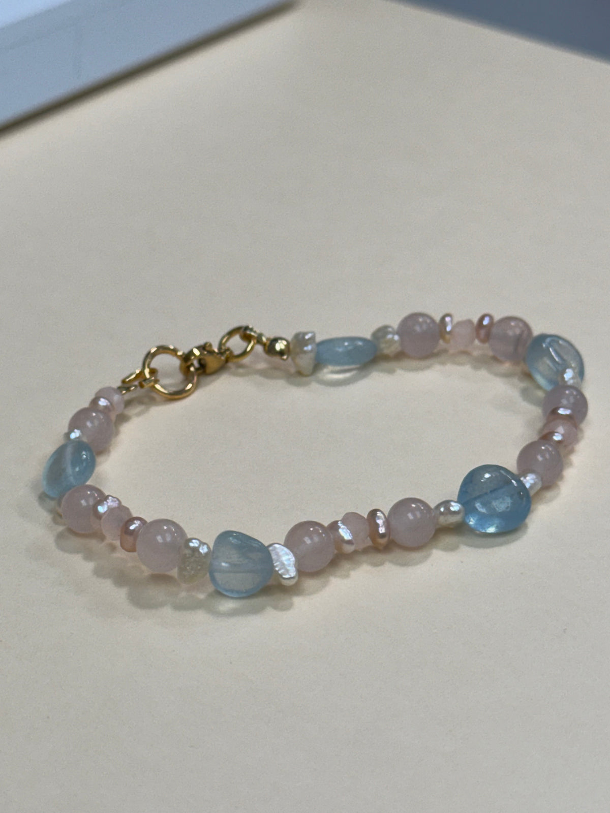 Cotton Candy Bracelet - with rose quartz, fluorite and pearls