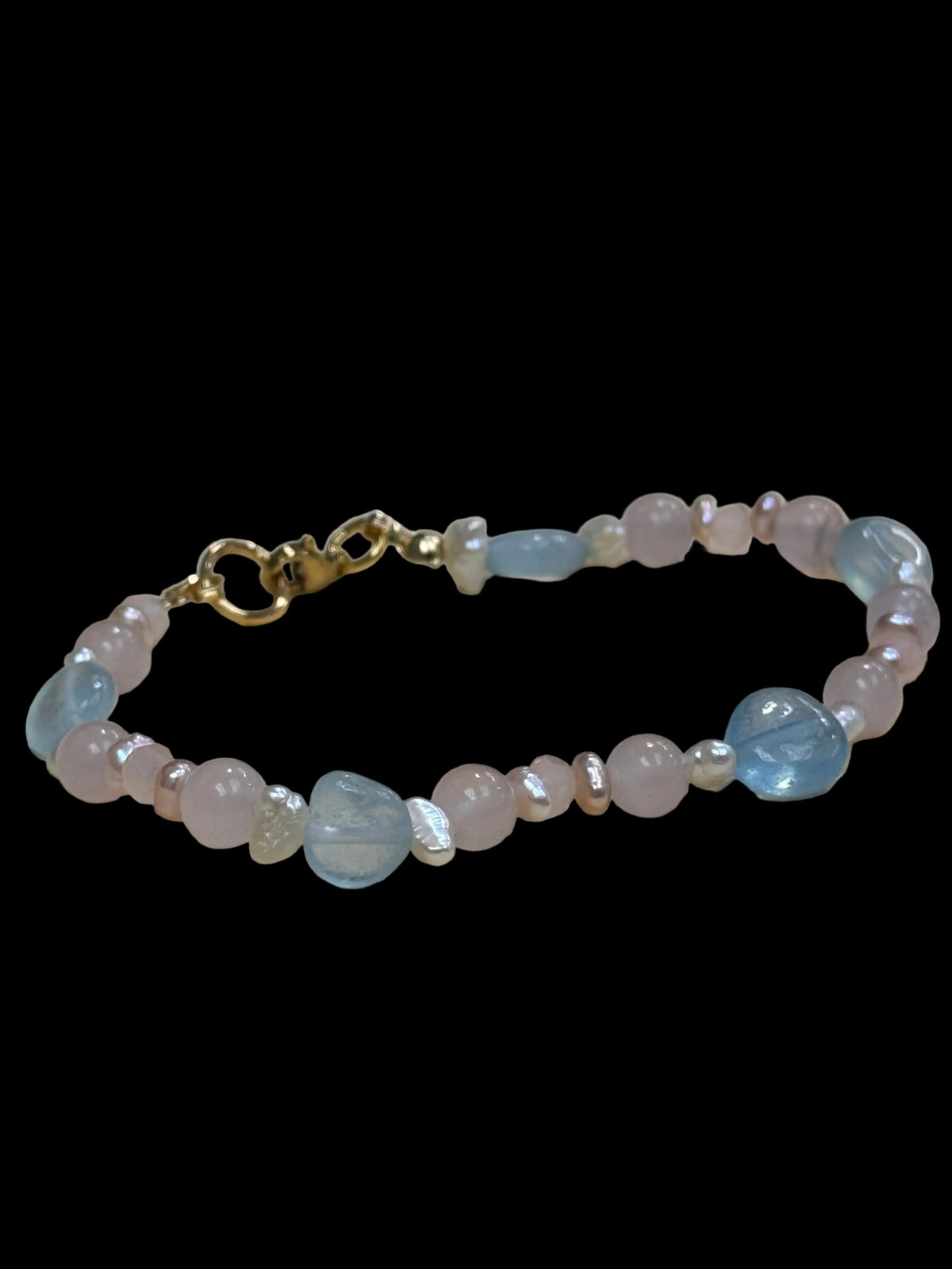 Cotton Candy Bracelet - with rose quartz, fluorite and pearls