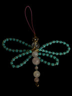 Dragonfly Charm - with rose quartz, clear quartz and moonstone