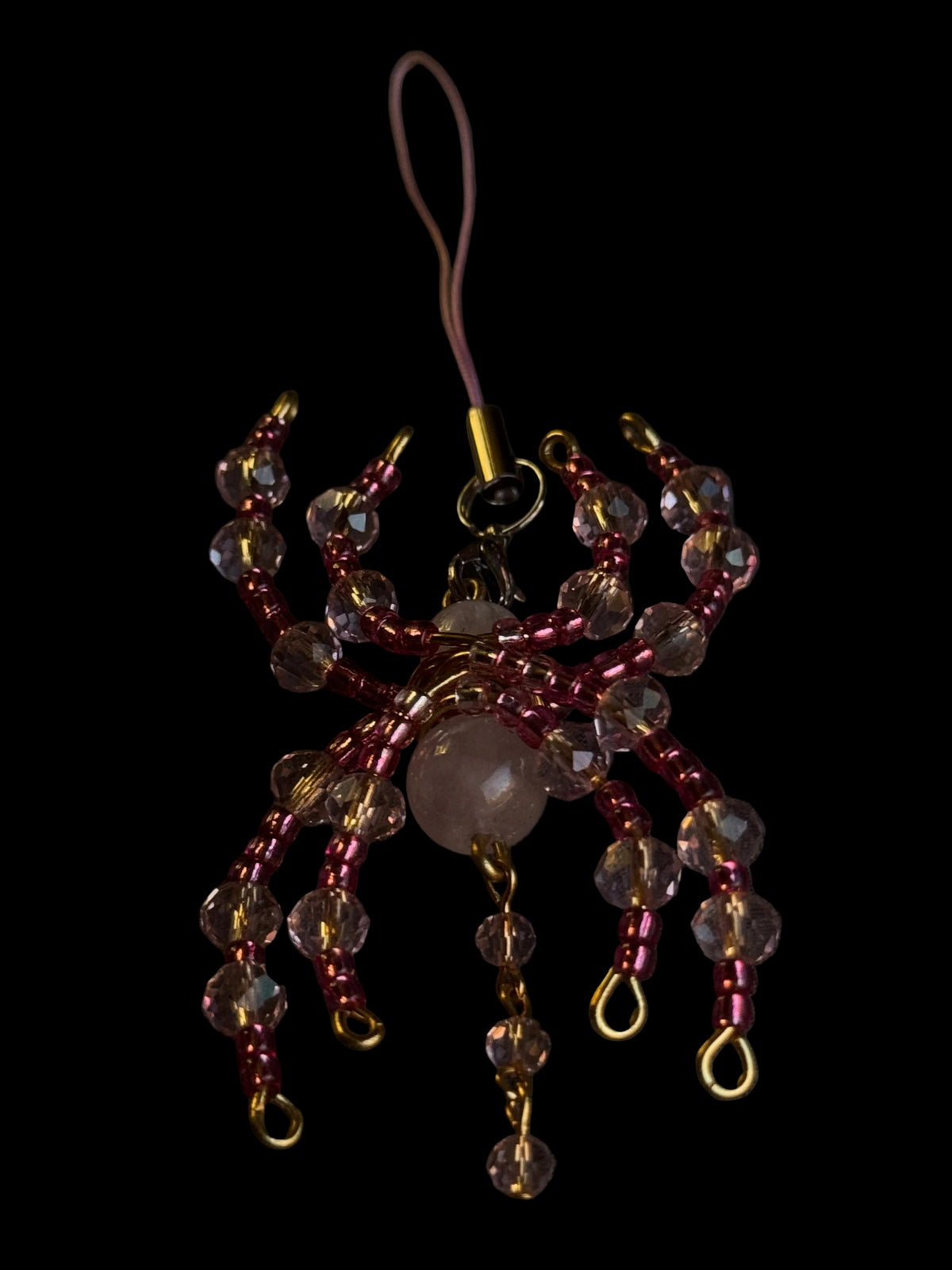 Spider Charm - with rose quartz