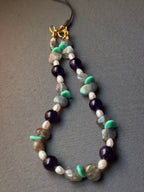 Phone Charm - with amethyst and labradorite