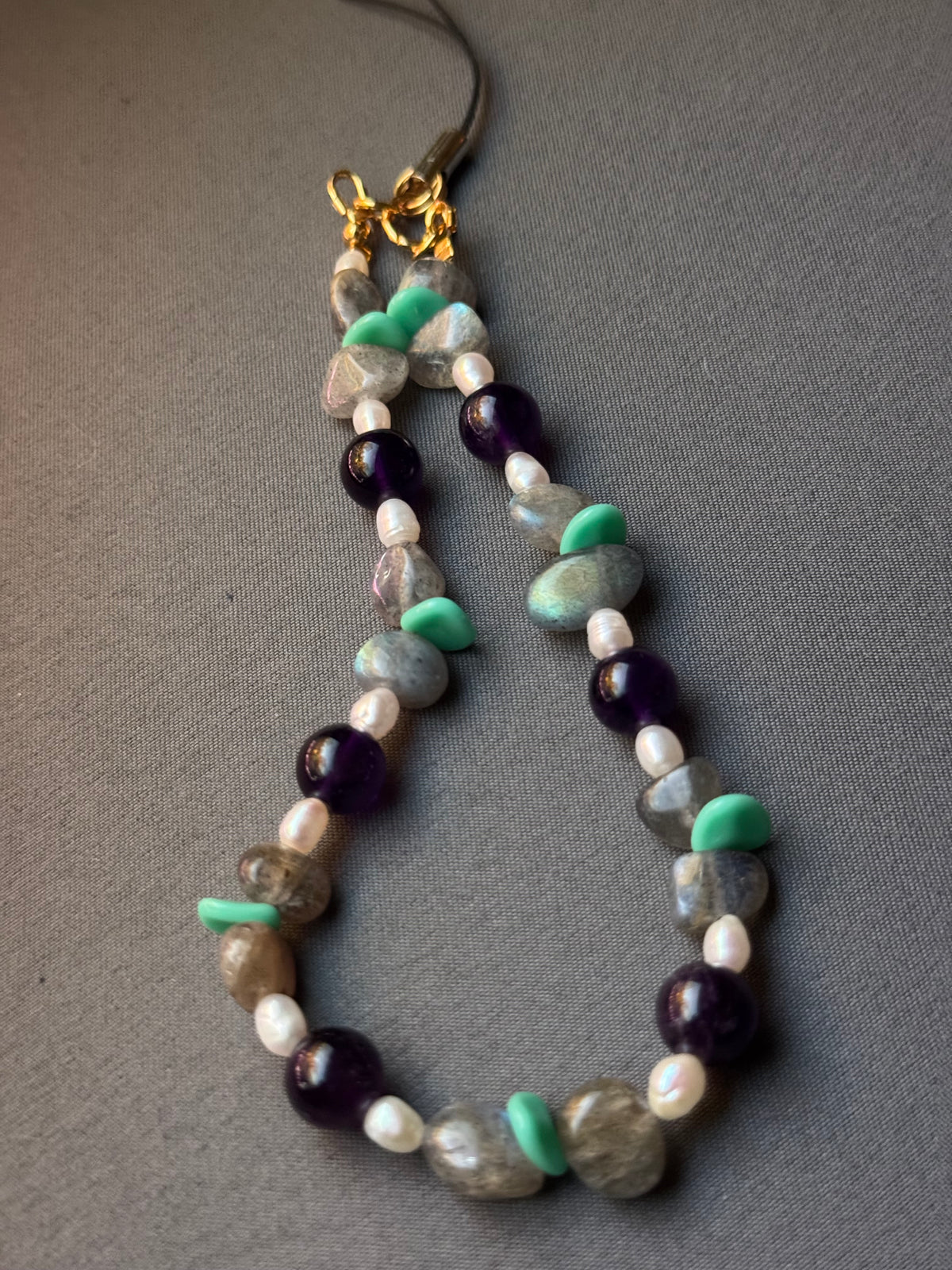 Phone Charm - with amethyst and labradorite