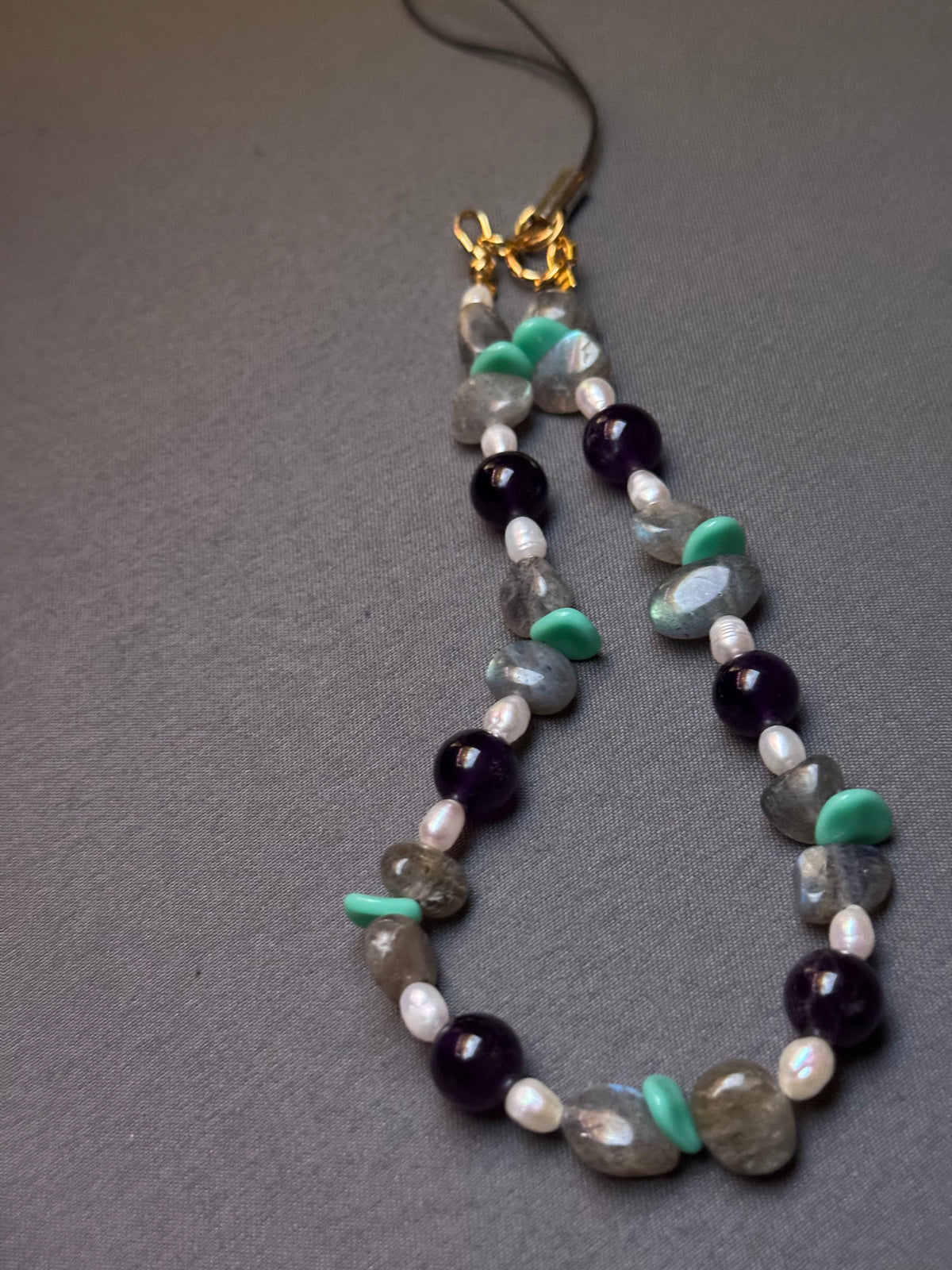 Phone Charm - with amethyst and labradorite