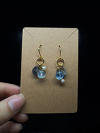 Abalone shell earrings - with aquamarine and pearls