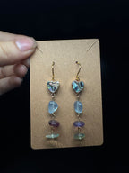 Abalone shell heart earrings - with rainbow fluorite