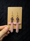Minecraft sword earrings in pink