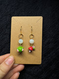 Blushing frog earrings - with moonstone
