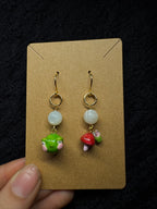 Blushing frog earrings - with moonstone