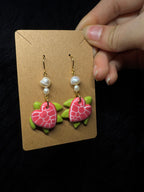 Turtle Earrings - polymer clay and pearls