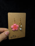 Cherry blossom earrings - polymer clay with pearls