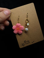 Cherry blossom earrings - polymer clay with pearls